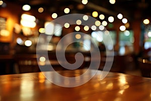 Abstract Blur Restaurant Interior with Dining Tables photo
