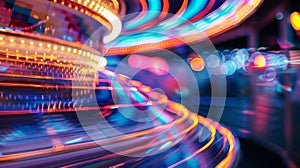 Defocused image of a vibrant swirling carousel highlighting the diversity of online campaigns in various industries photo