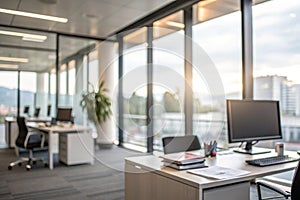 Defocused office background panoramic view