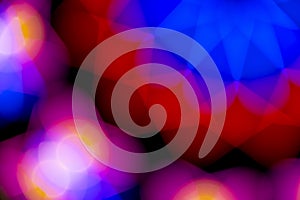 Defocused of photo bokeh blurred circle light from colorful neon lighting bulb in the night for abstract background