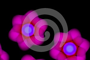 Defocused of photo bokeh blurred circle light from colorful neon lighting bulb in the night for abstract background