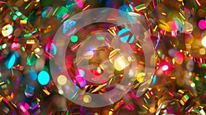 Defocused streamers of multicolored lights create a festive party atmosphere perfect for a groovy disco daze. photo