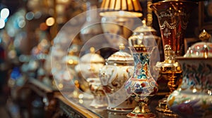 Defocused Timeless Beauty The faded glamour of antique decorations offers a delicate nostalgic scene behind the museums