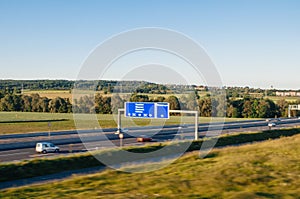 Defocused view of German autobahn in Germany near Frankfurt