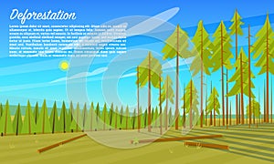 Deforestation concept. Cutting down trees. Environmental pollution and Ecological problems. Destruction of animals and