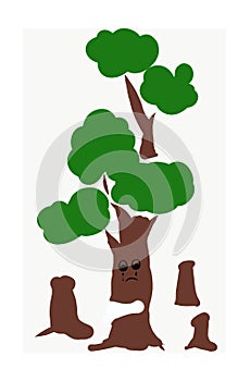Deforestation concept,trees icon illustration