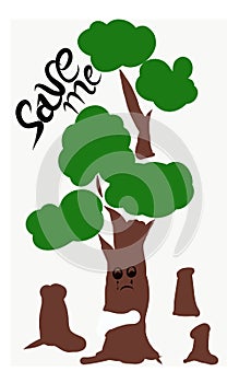 Deforestation concept,trees icon illustration