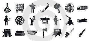 Deforestation icons set, simple style