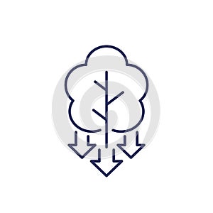 deforestation line icon, decrease in forest areas