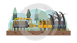 Deforestation Logging Icon for Environmental Impact, vector design Generative AI