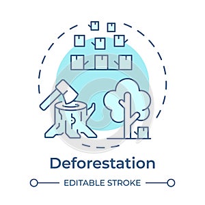 Deforestation soft blue concept icon