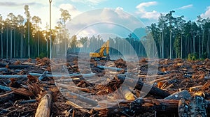 Deforested Area in the Amazon Rainforest. AI Generated