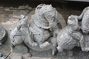 Deformed or destroyed wall carving of Hoysaleswara Temple