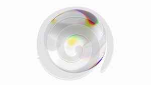 Deformed and transparent abstract 3d sphere with colorful reflections