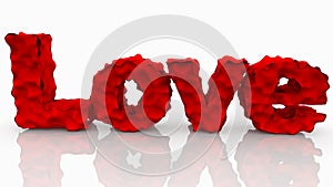 Deforming red letters with Love concept