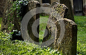 Defused image of Headstones in a graveyard