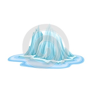 Deglaciation with Glacier Melting as Natural Cataclysm Vector Illustration