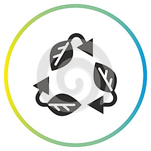 degradable or recycle icon, bio recyclable, flat symbol