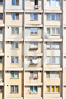 Degraded apartments in tower building photo