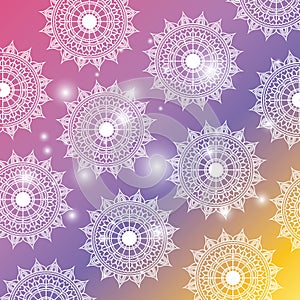 Degraded color background with brightness and pattern flower mandala decorative