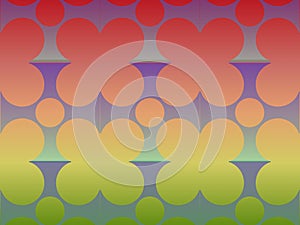 Degraded color background with a pattern of several circular shapes and straight and curved lines going in four directions