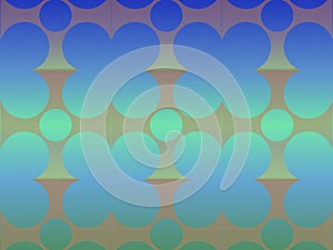 Degraded color background with a pattern of several circular shapes and straight and curved lines going in four directions