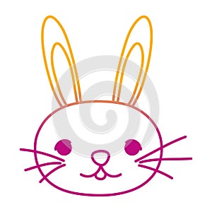 Degraded line kawaii cute rabbit head animal