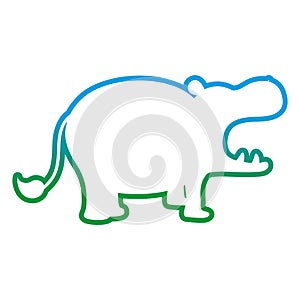 Degraded line silhouette hippopotamus safari wild animal