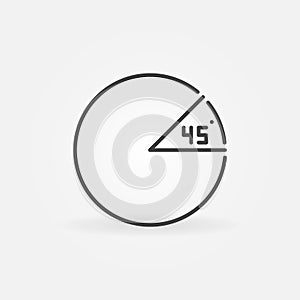 45 degree angle in circle vector concept minimal outline icon