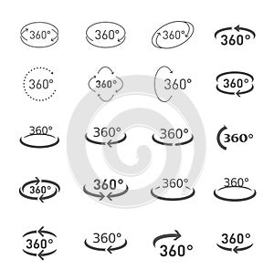 360 degree circular rotation. Set Vector icons and web button. COLLECTION OF ICONS