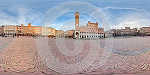 360 degree equirectangular panorama of Piazza del Campo, Siena