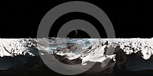 360 degree Europa surface, mysterious icy moon of Jupiter, equirectangular projection, environment map. HDRI spherical panorama