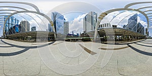 360 degree panorama fly over bridge in business area in bangkok thailand daytime 2016-3-26