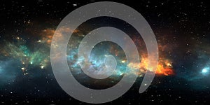 360 degree stellar system and gas nebula. Panorama, environment 360 HDRI map. Equirectangular projection, spherical panorama photo