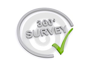 360 degree survey sign with check mark