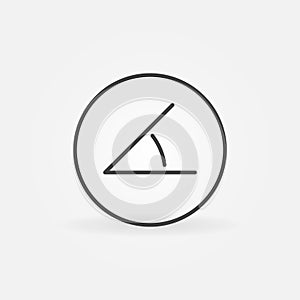 45 degrees angle in circle vector concept outline icon