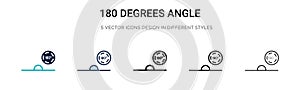 180 degrees angle icon in filled, thin line, outline and stroke style. Vector illustration of two colored and black 180 degrees