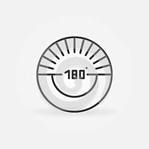 180 degrees angle outline circular icon - vector symbol