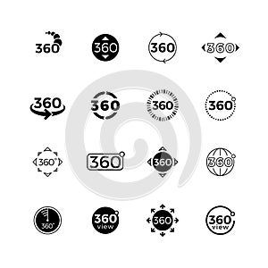 Degrees angle view, rotate vector icons set photo