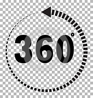 360 degrees icon on transparent background. flat style. 360 degrees sign. rotate 360 degress icon for your web site design, logo,