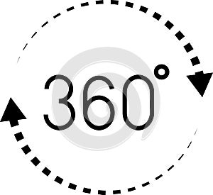 360 Degrees Icon. 360 Degrees vector icon set. Rotate symbol