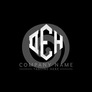 DEH letter logo design with polygon shape. DEH polygon and cube shape logo design. DEH hexagon vector logo template white and