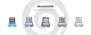 Dehumidifier icon in different style vector illustration. two colored and black dehumidifier vector icons designed in filled,