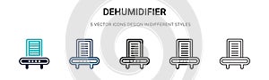 Dehumidifier icon in filled, thin line, outline and stroke style. Vector illustration of two colored and black dehumidifier vector