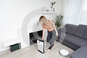 Dehumidifier with touch panel, humidity indicator, uv lamp, air ionizer. Air dryer