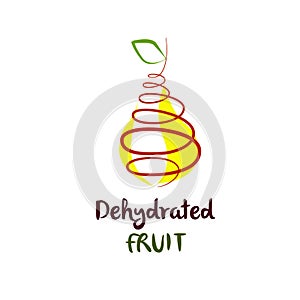 Dehydrate fruit logo. Abstract spiral inside silhouette pear. Co