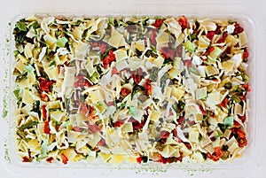 Dehydrated dried vegetables for soup texture photo