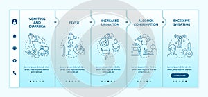 Dehydration causes blue gradient onboarding vector template