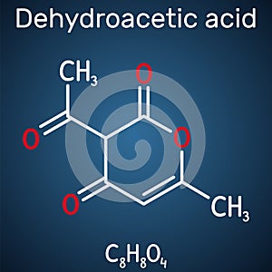 Dehydroacetic acid molecule. It is ketone, fungicide, antibacterial agent, plasticizer, E265. Structural chemical