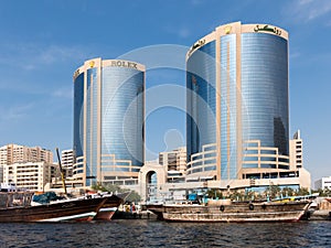 Deira Rolex Twin Towers and dhows, Dubai Creek